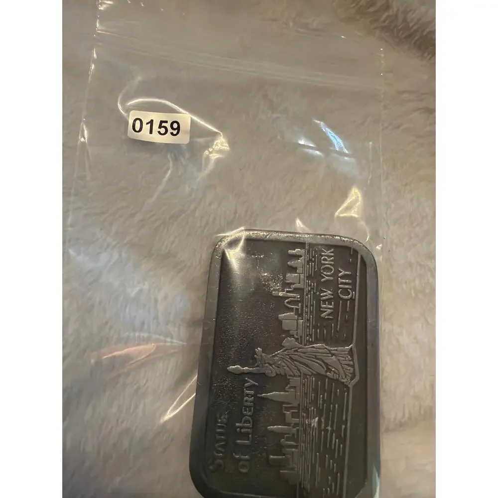 Vintage Statue of Liberty New York City Pewter Tone Belt Buckle Souvenir USA
